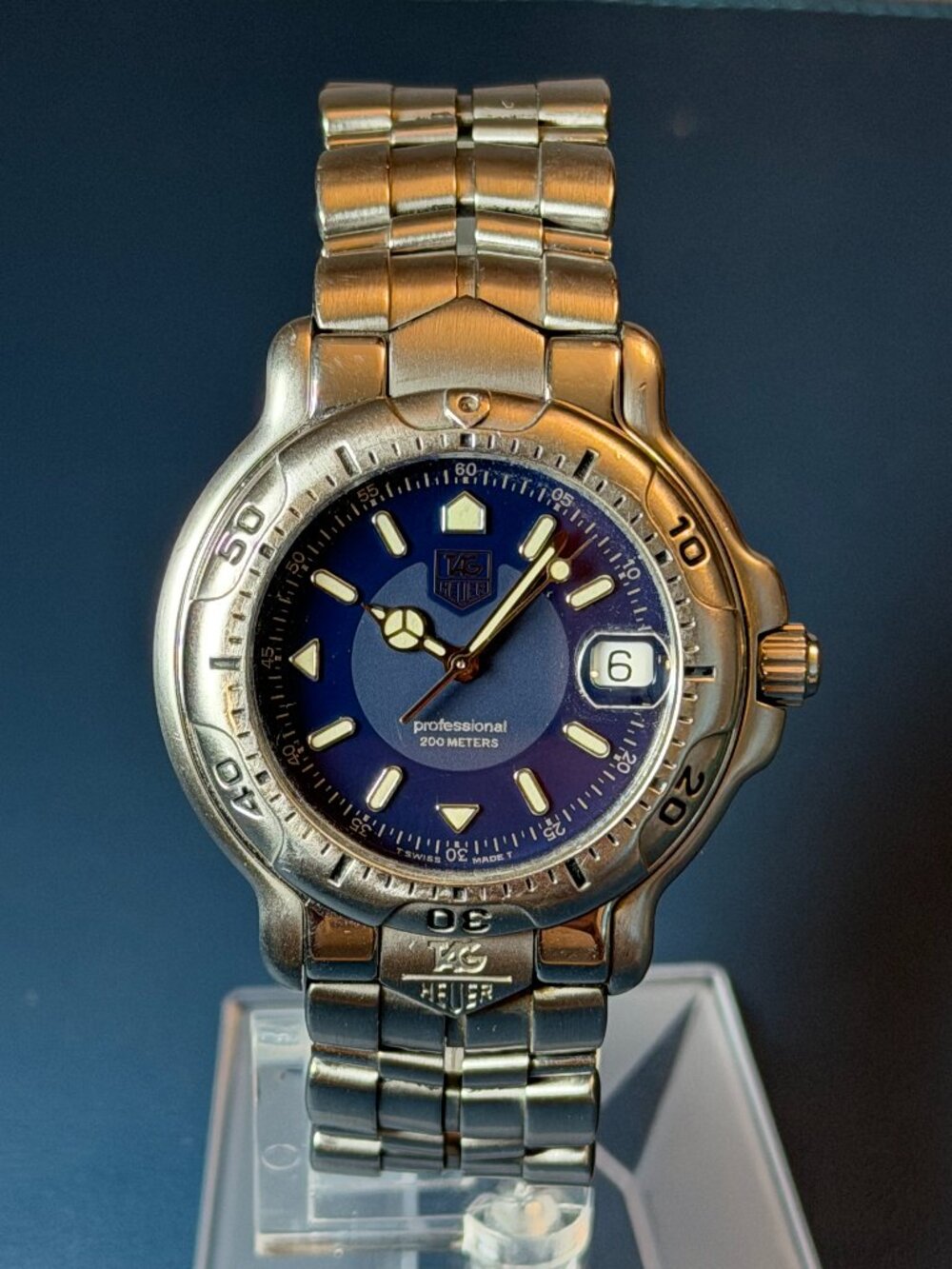 Vintage Tag Heuer 6000 Series Professional Watch, Navy Dial, WH1115-K1